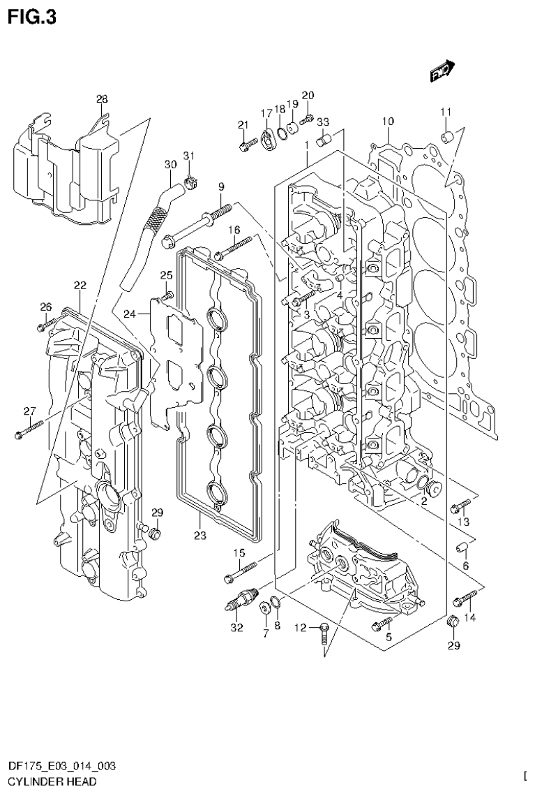 Suzuki DF175ZG CYLINDER HEAD (DF150Z E03) parts diagram